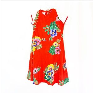 RED OLD NAVY TROPICAL HALTER DRESS